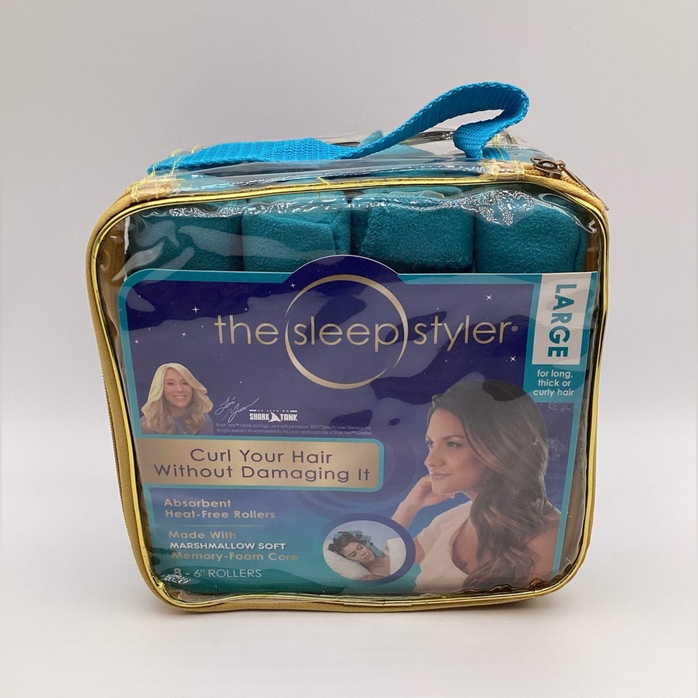 The Sleep Styler Large 6 Inch Memory Hair Rollers 8-Pack Blue
